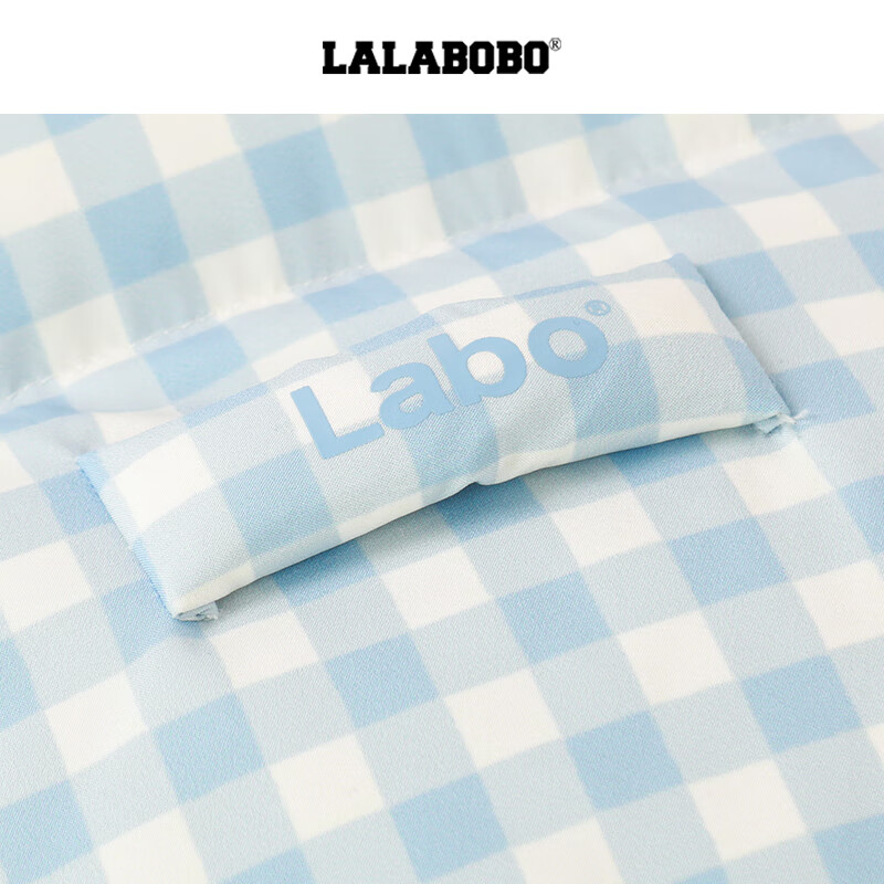 LALABOBO【商场同款】白鸭绒羽绒服25年冬新潮原创格子外套女RBED-WSYR16 蓝色 S