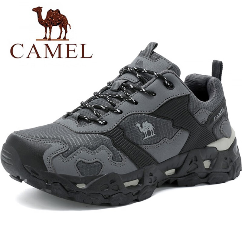 骆驼（CAMEL）断码骆驼男鞋秋季真皮休闲运动跑步鞋男士户外徒步登山鞋 3005加绒深灰色LT 41