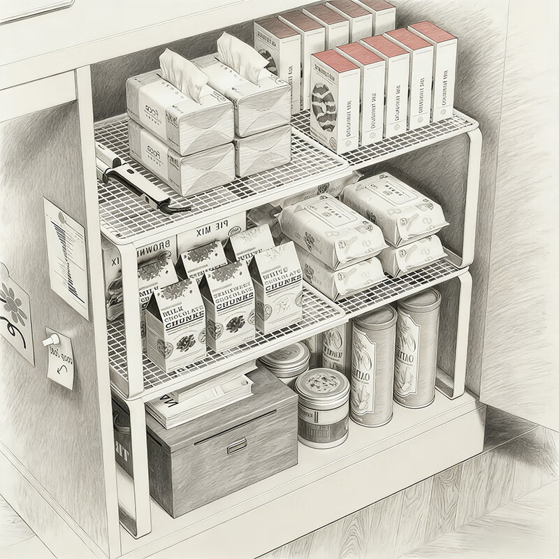 尔思家厨房多功能置物架不锈钢橱柜锅架多层收纳架橱柜内置可伸缩分层架 【可伸缩】长38-62 宽35 高31 白色单层