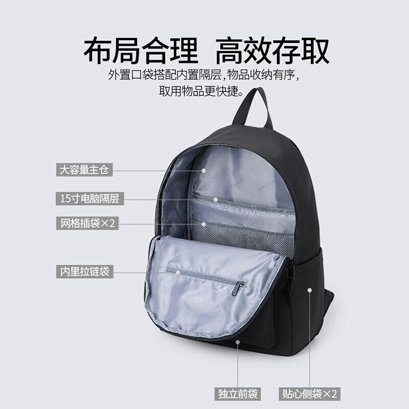 Dickies男士双肩包日常通勤轻便电脑包2025新款大容量休闲背包校园书包 男士双肩包 灰色