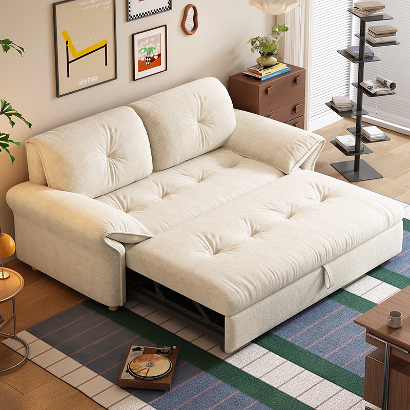 哈森诗丹可折叠沙发床一体两用2025新款可睡觉结实耐用小户型客厅伸缩沙发 外宽:1.25m(三档调节靠背) 45D无粉海绵款(加厚母婴级雪尼尔)