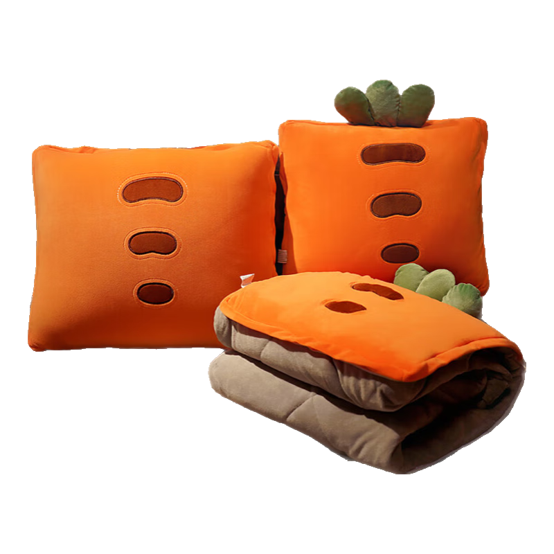 達(dá)克鴨冬季加厚抱枕被子兩用毯子二合一沙發(fā)靠枕辦公室午睡小枕頭汽車載 胡蘿卜 40X40厘米（加厚被子1×1.5米）