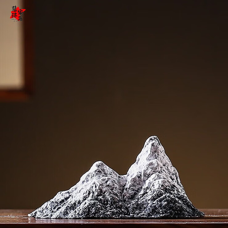 京悠雨创意陶瓷小假山微景观造景鱼缸流水配件枯山水沙盘盆景装饰品摆件 雪山小号