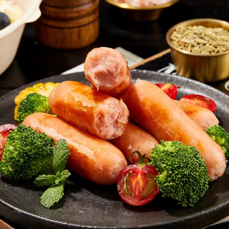 王继莲 小笼黑猪肉烤肠儿童零食真猪肉零添加速食早餐肉肠火腿肠超市半成品 黑猪肉烤肠500g*1【10根】