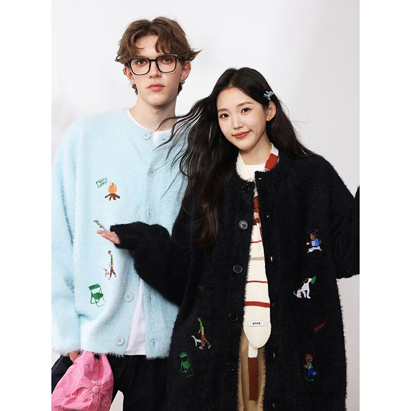 MANYSTON美式重磅毛衣外套男款秋冬季潮牌休闲情侣针织开衫青少年上衣 黄色 S