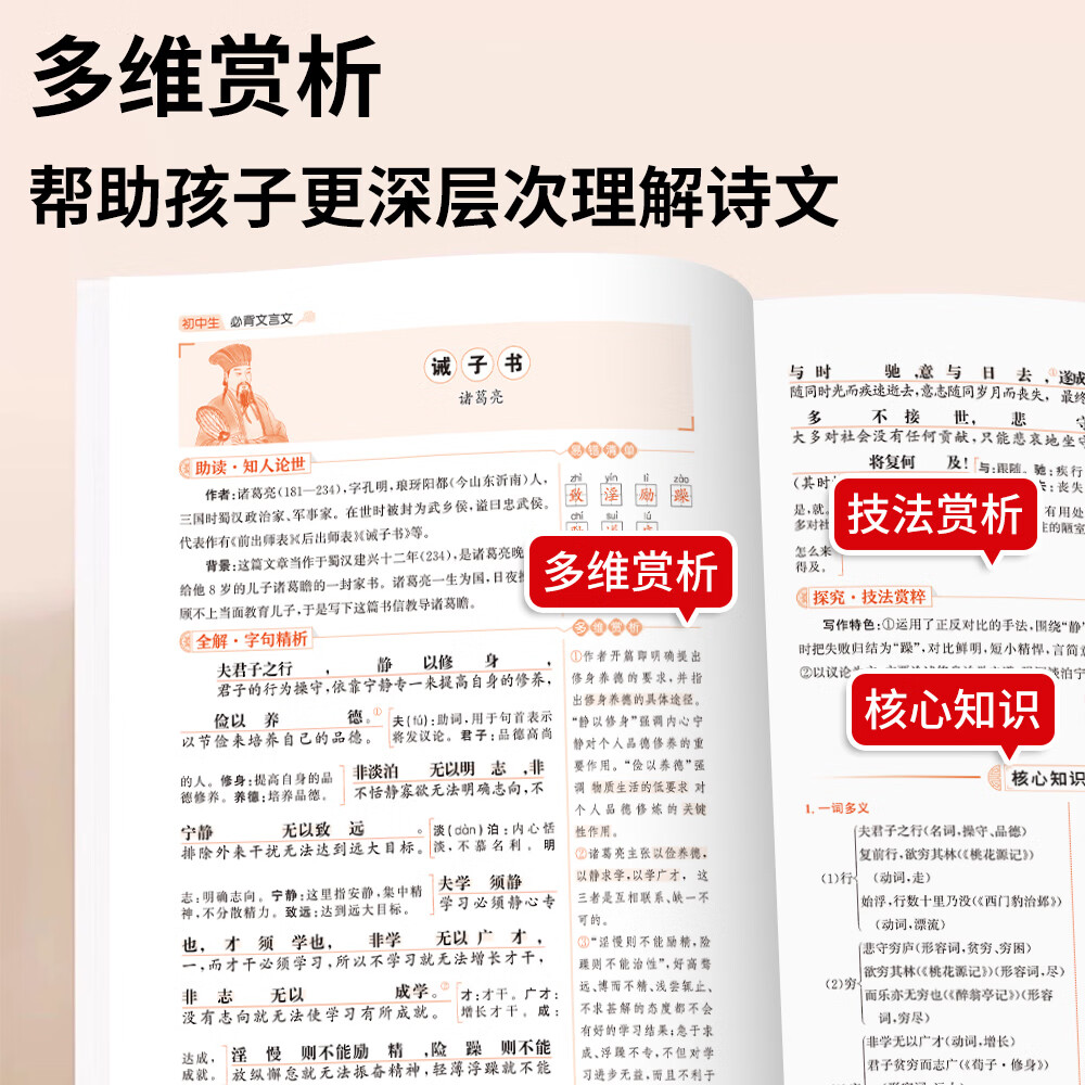 初中生必背古诗词和文言文七年级八九年级课本同步古诗文2026人教版古诗词译注与赏析古文翻译诗词鉴赏真题同步训练 【共6本】古诗文言文+名著+作文+小四门+数理化