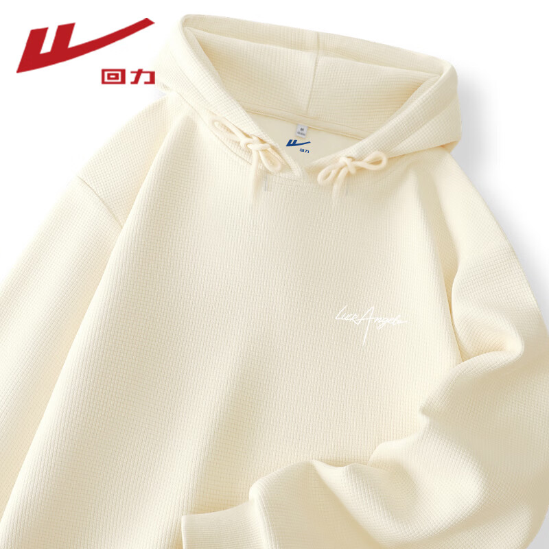 回力（Warrior）连帽卫衣女装重磅亲肤宽松小个子女生套头外套春秋新款潮流上衣服 杏#WS幸运天使白K XL