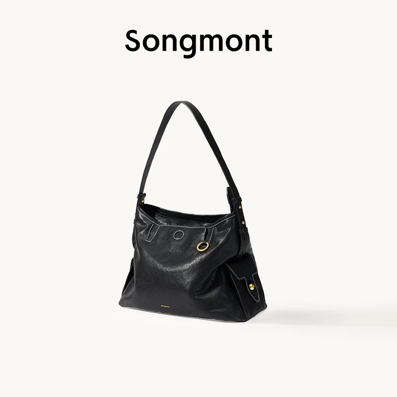 Songmont山下有松循迹系列hobo包植鞣牛皮斜挎软包【李娜同款】