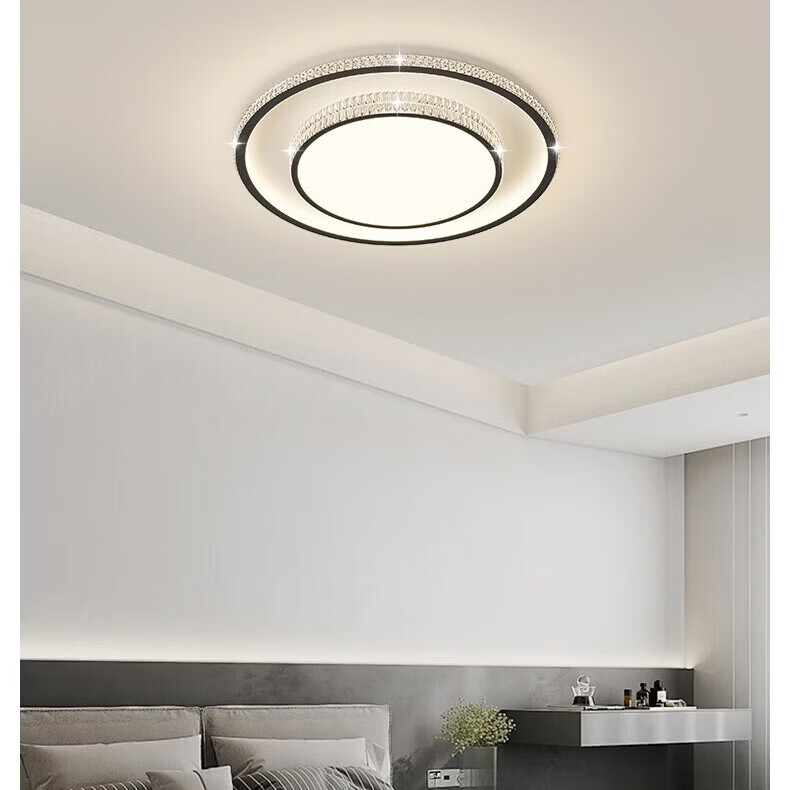 欧普照明2026新款全屋水晶造型现代简约全光谱护眼客厅卧室智控吸顶灯灯具 黑色套餐5 【四室两厅】全光谱护眼(包安装) 升级离线智能语音