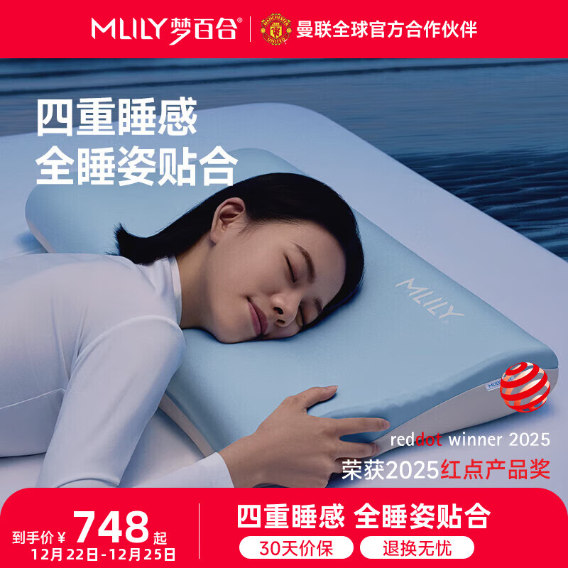 梦百合枕头 颈椎枕慢回弹凝胶枕芯成人记忆枕侧睡零压深睡枕护颈助睡眠 深睡枕Pro-柔纱紫- 一对 高枕 70*42*10/7/10cm【含枕套】