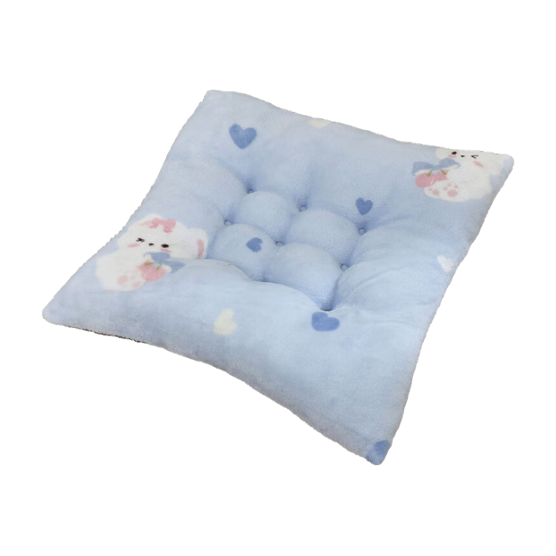 坐垫办公室椅子椅垫牛奶加厚座垫板凳四季学生凳子教室屁股毛绒 白狗蓝色