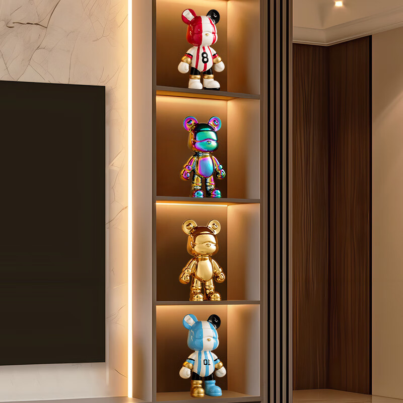 OYKTN暴力熊摆件轻奢高档客厅酒柜电视柜斗柜服装店直播间高级感装饰品 【20CM金色】酷酷熊摆件