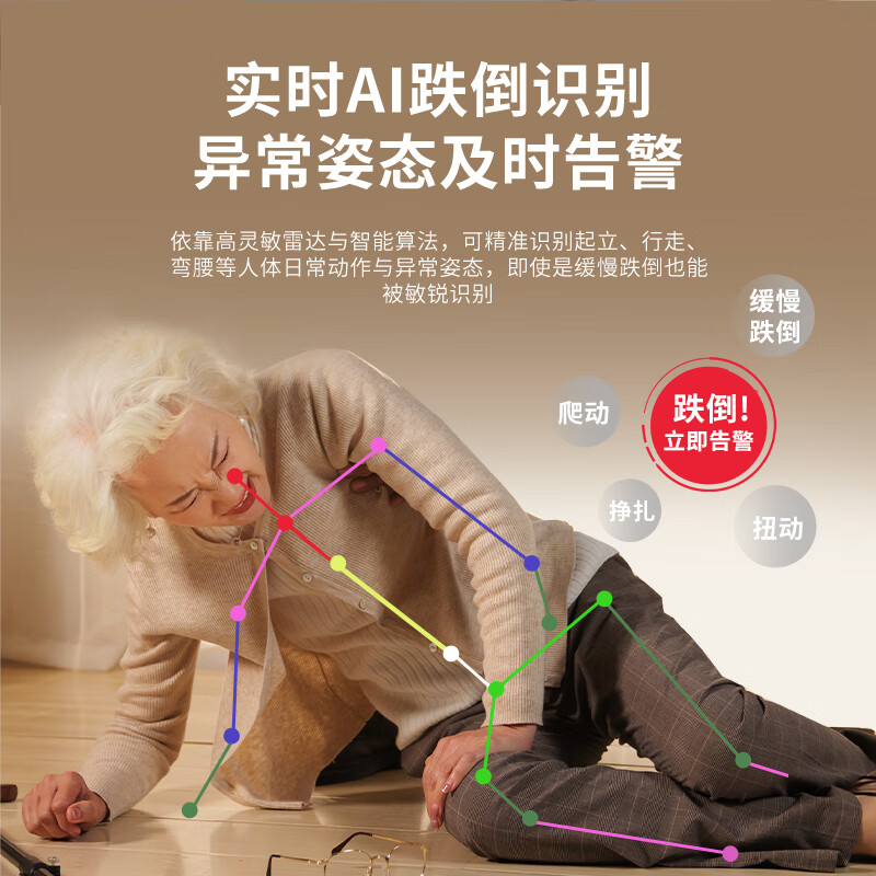 三思吸顶灯雷达感应跌倒侦测远程告警客厅卧室灯卫生间厨房包拆旧安装 18W 15㎡内适用 1800lm 跌倒侦测