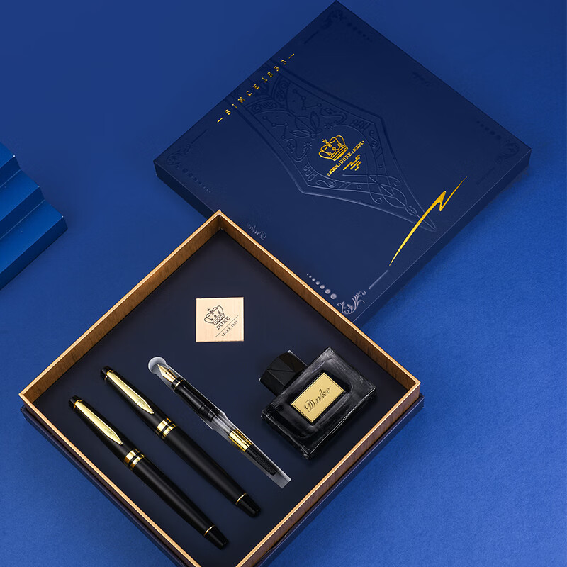 DUKE尊礼臻选列对笔套装铱金笔宝珠笔套装书法美工笔墨水替换练字签名教师节礼物3 尊礼臻选(亮黑色)