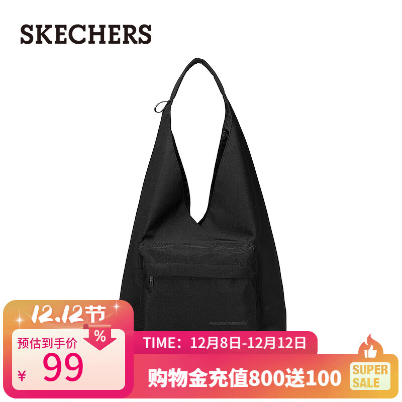 斯凯奇（Skechers）情侣单肩斜挎包托特包时尚休闲大容量L124U140 碳黑/0018 均码