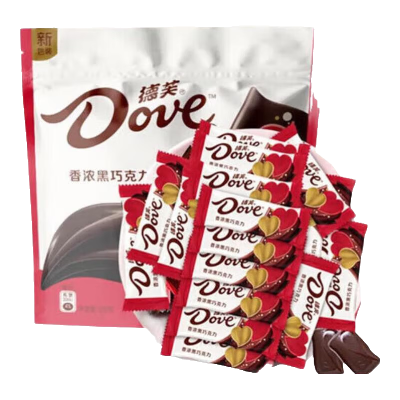 德芙巧克力碗裝散裝結(jié)婚喜糖解饞充饑休閑零食送女友生日小禮品伴手禮 德芙4.5g黑巧克力口味散糖500g