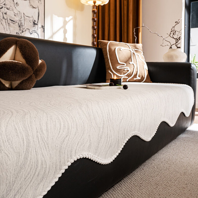 无印良品异形沙发垫四季通用加厚轻奢高级感皮沙发坐垫固定防滑沙发座垫 流金-灰色（四季雪尼尔 软硅胶防滑 可机洗） 90*280cm (大五人位 )