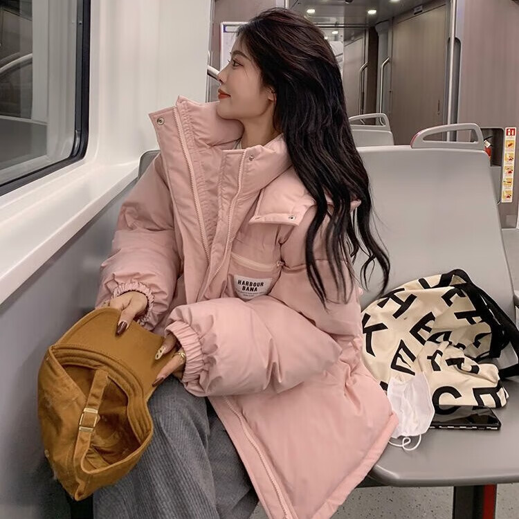 翊尚美棉服女冬季新款小个子短款加厚面包服宽松休闲保暖羽绒棉袄外套女 粉色 【保暖御寒不跑棉】 XL 【推荐145-168斤】