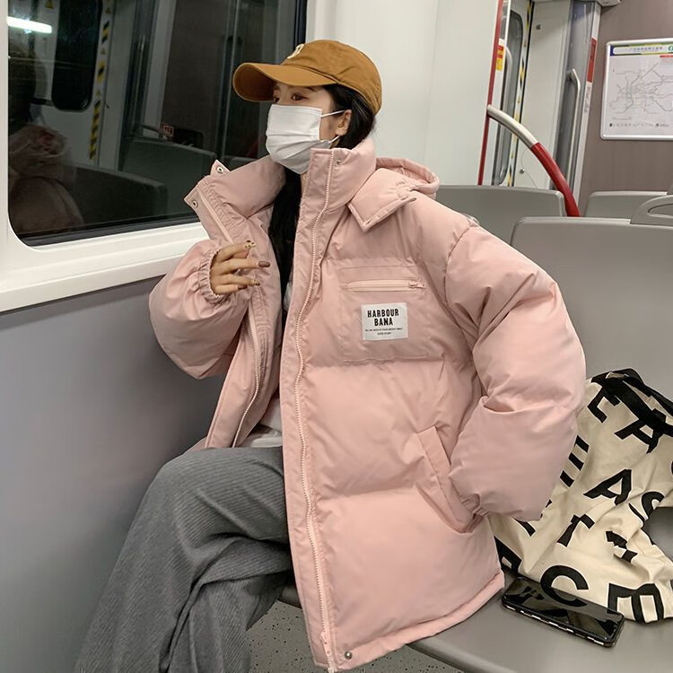 翊尚美棉服女冬季新款小个子短款加厚面包服宽松休闲保暖羽绒棉袄外套女 粉色 【保暖御寒不跑棉】 XL 【推荐145-168斤】