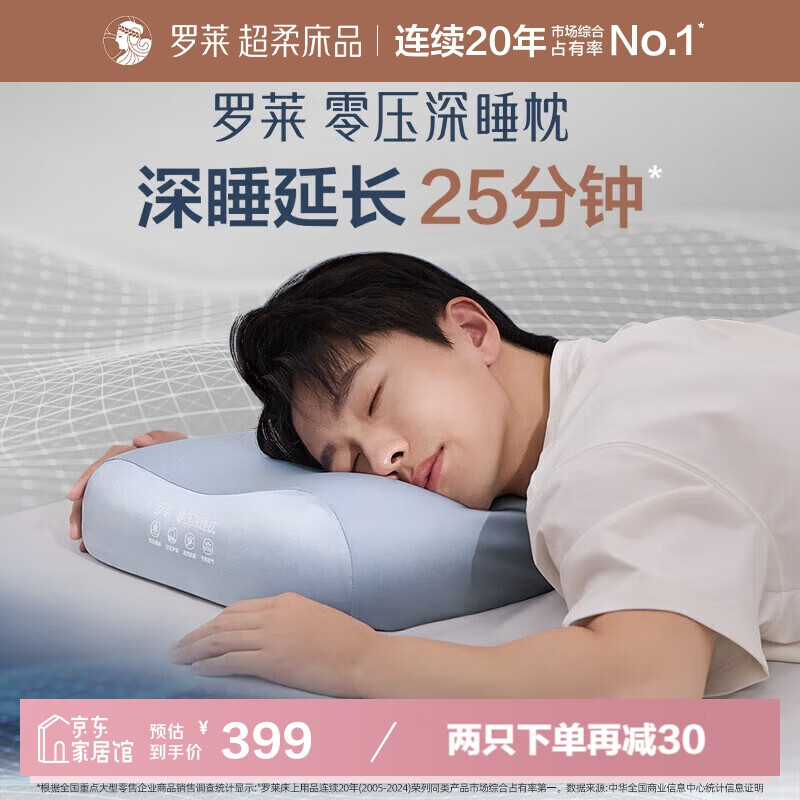 罗莱 记忆枕头A类零压深睡枕分区护颈记忆棉枕芯慢回弹睡眠枕礼盒装