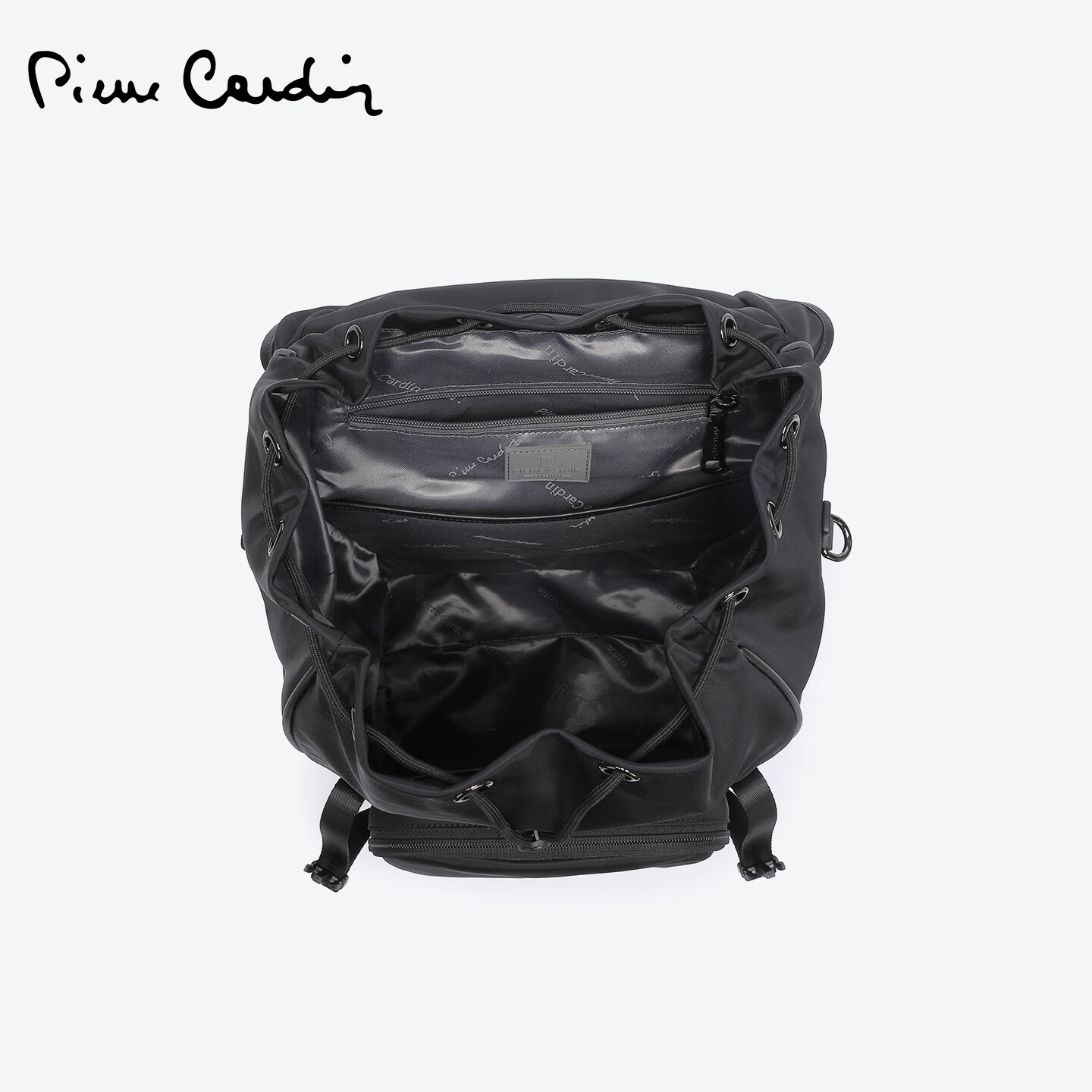 皮尔卡丹（pierre cardin）双肩包男背包大容量休闲书包电脑包旅行出差商务男士包包翻盖包 黑色【可放下15寸电脑】 长27高43厚度17.5厘米