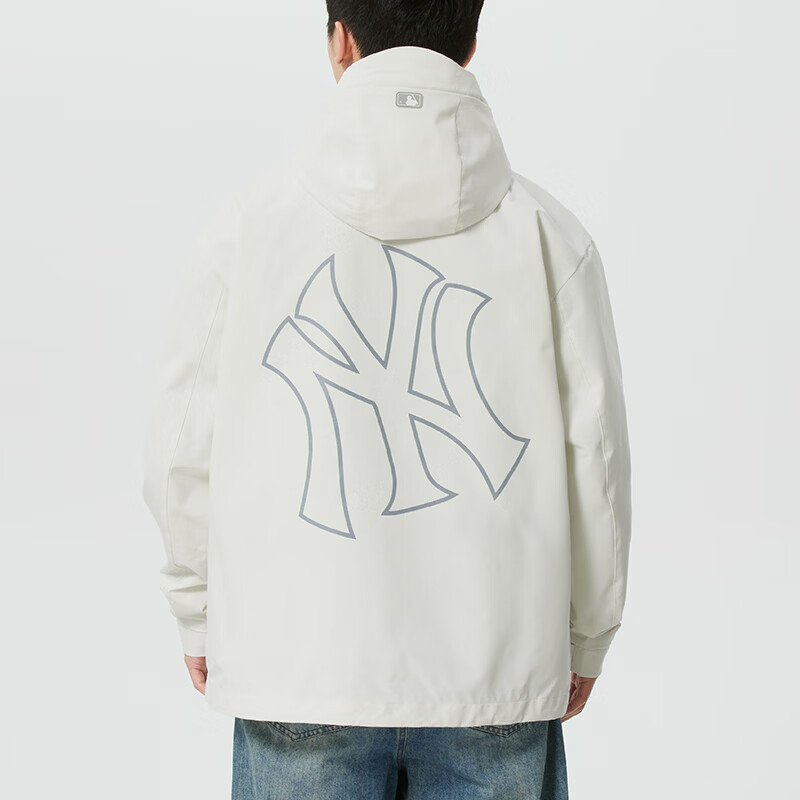 MLB官方 休闲logo潮流背标男女同款26春季新款三防夹克外套3AWJB0361 纽约洋基队/深奶油色 XS 160/84A
