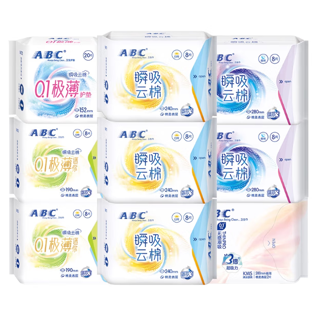 ABC卫生巾日用240mm40片瞬吸云棉
