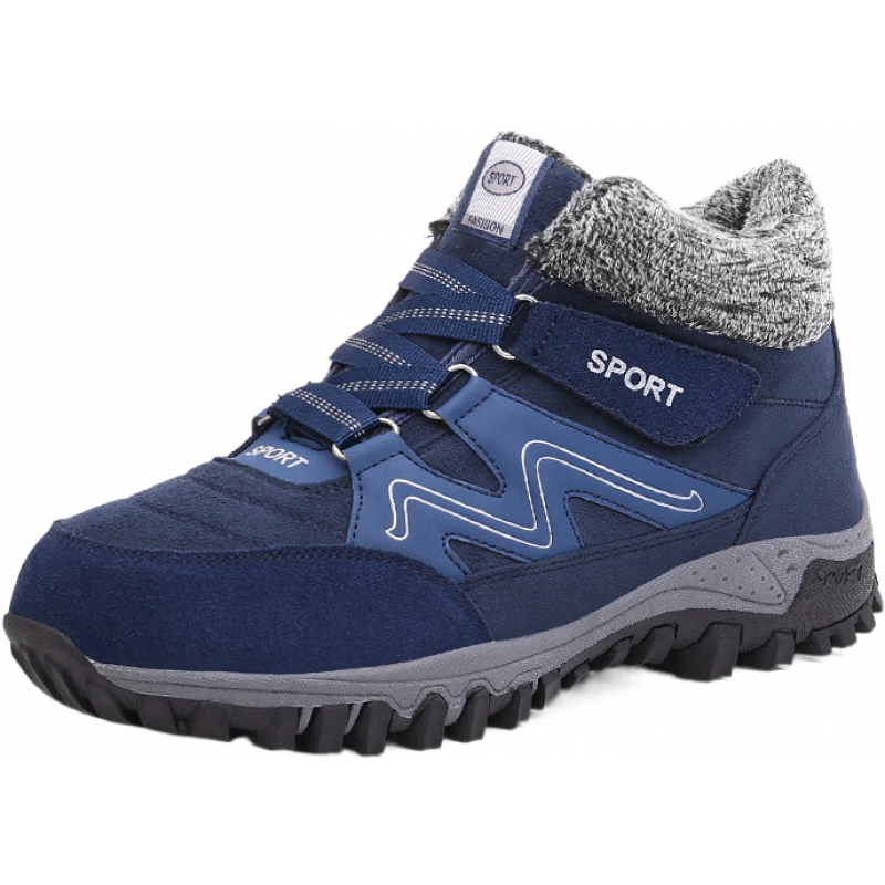 大東（dusto）冬季新款高幫情侶款加絨戶外男女士登山鞋保暖情侶休閑雪地靴 藍色 36
