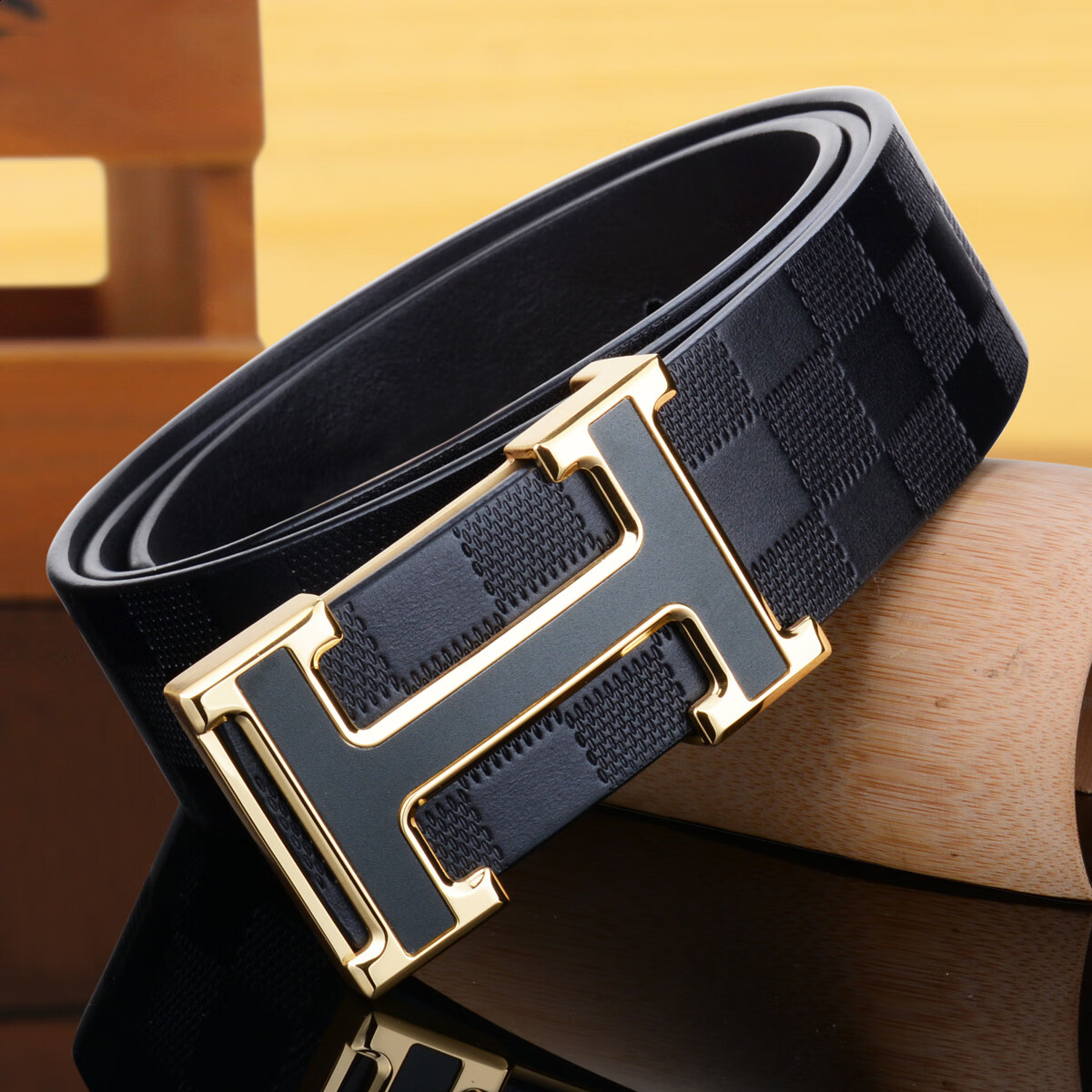 内扣高档皮带h扣男士真皮整张纯牛皮休闲中青年平滑扣内穿裤腰带 原版