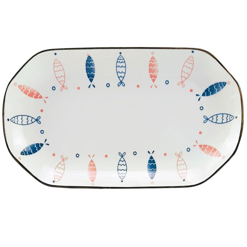 想迦喜乐多福系列陶瓷餐具2025新款高颜值餐具饭碗汤碗釉下彩陶瓷碗 2只30cm泡泡鱼鱼盘