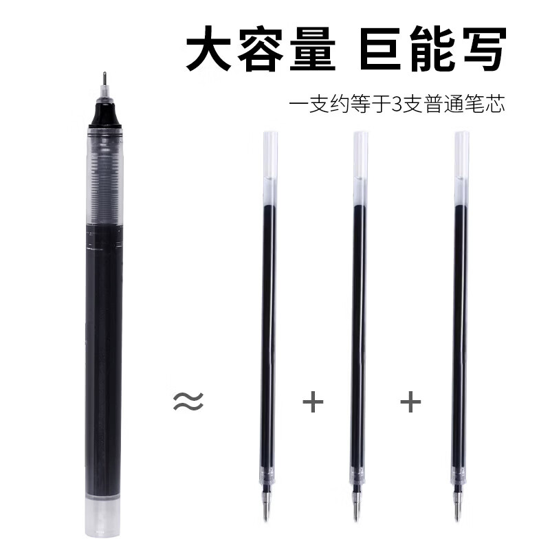 真彩（TRUECOLOR）直液式中性笔黑色0.5mm全针管速干大容量巨能写商务办公走珠签字笔学生文具考试刷题笔红笔水笔 【刷题笔】36支-黑色 0.5mm