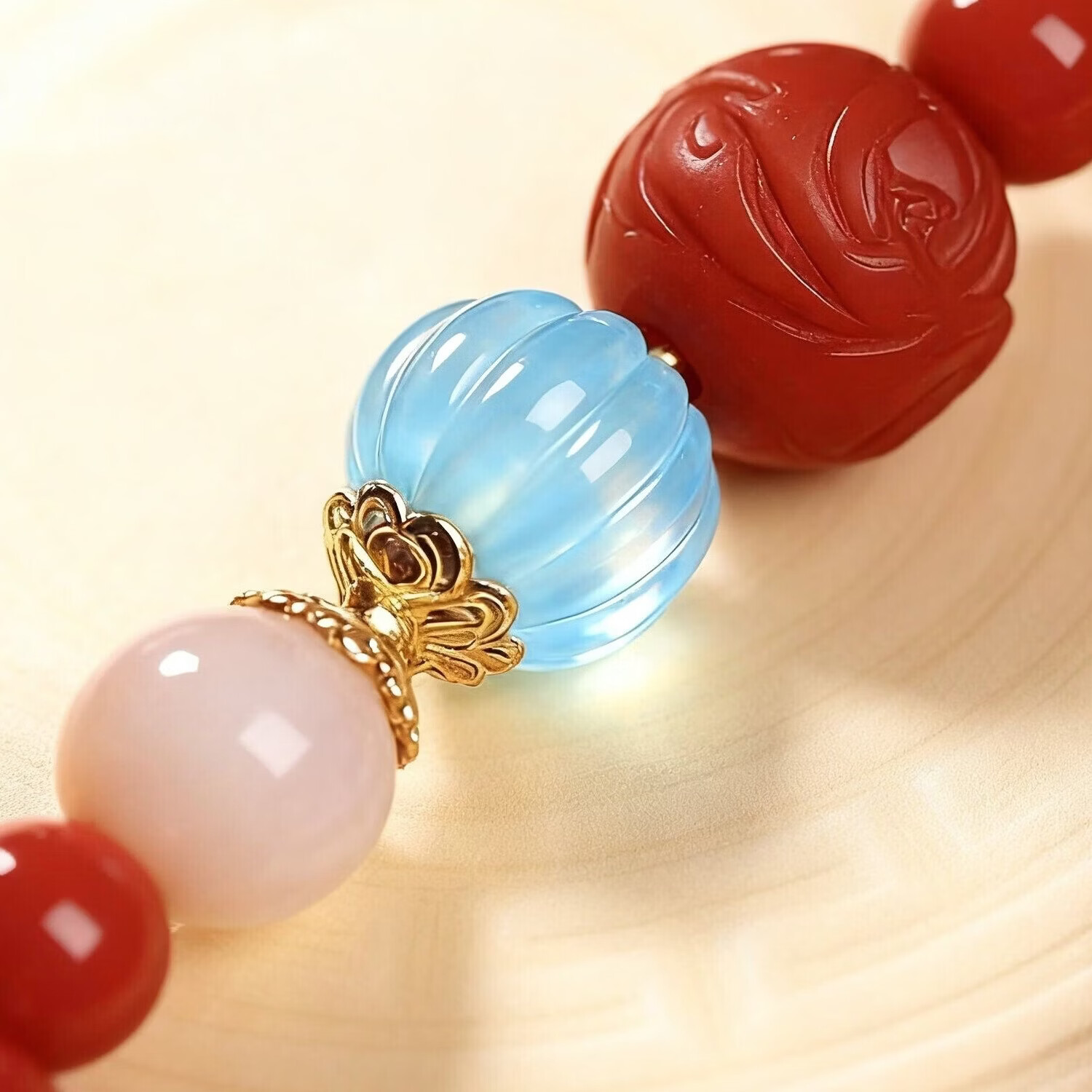 新年礼物送妈妈手串本命年礼物满肉南红串珠女翡翠银项链