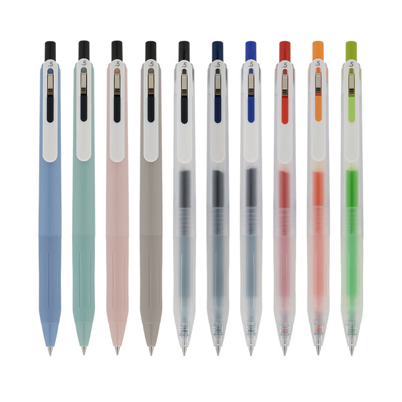 斑马牌日本JJ118悦芯笔CLIP Chill按动式学生用刷题黑笔0.5mm黑色中性笔高颜值大容量速干顺滑笔 透明黑 3支装