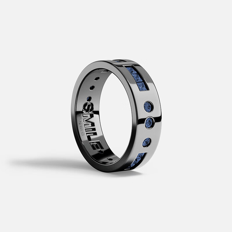 APM MonacoSMILE摩斯密码戒指时尚经典款海军蓝对戒男友银饰魔戒礼物 海军蓝摩斯密码戒指 60码 (20号)