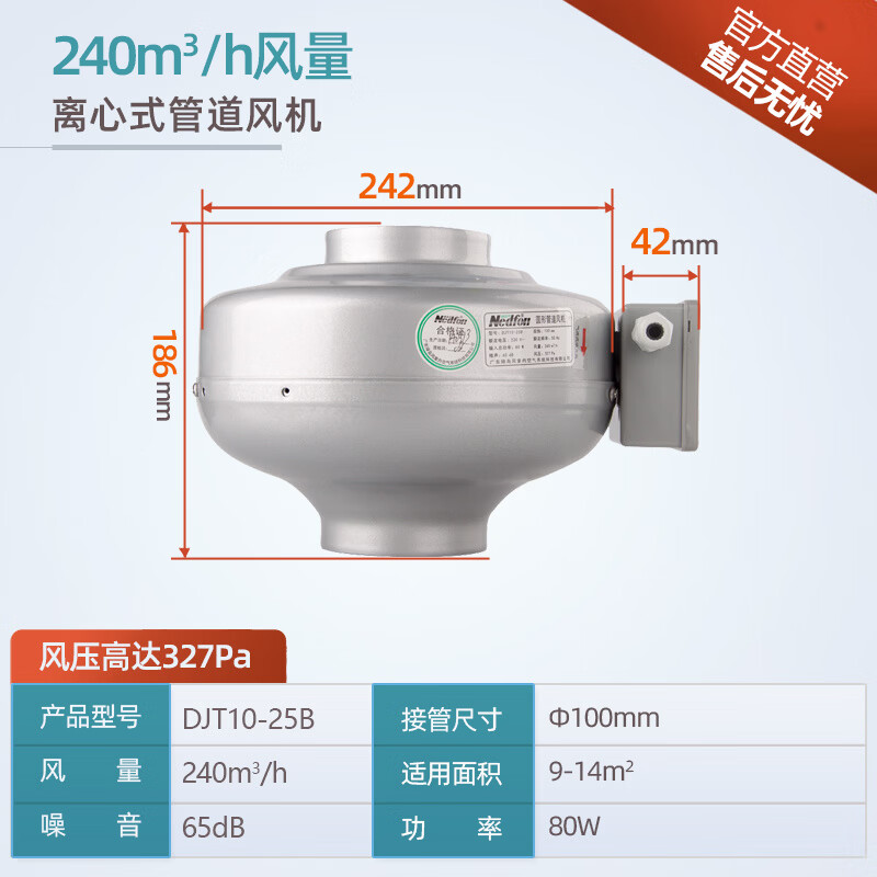 綠島風圓形離心式管道通風機廚房酒店排氣扇排風機工業(yè)排風扇 240風量_接管D100_DJT10-25B
