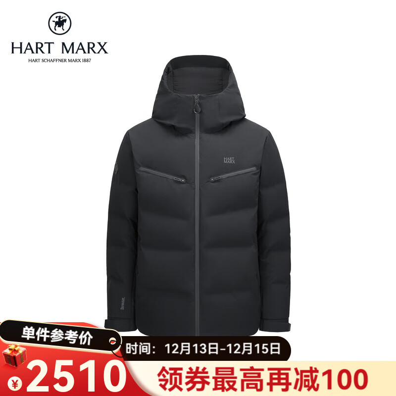 哈特马克斯防风防水Dermizax挺括耐磨弹力保暖短款羽绒服 耀岩黑 L 175/96A