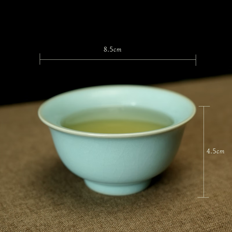 汝誉天下【新年礼物】汝窑茶具茶杯水杯主人杯压手杯汝瓷天青冰裂陶瓷茶盏 压手杯(单杯)85ml1只