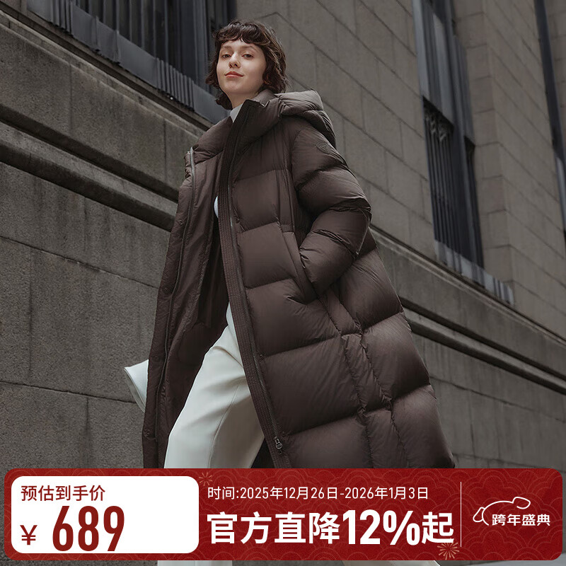 坦博尔冬季羽绒服女长款时尚百搭保暖加厚连帽面包服TBF530836Z 大象咖啡 L (170)