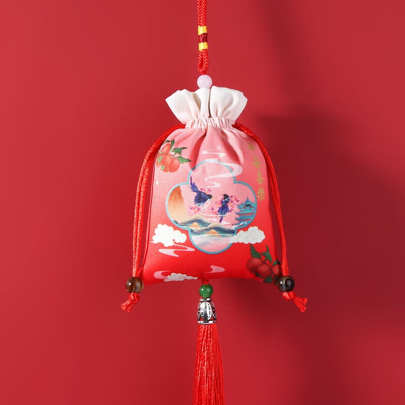 古风香囊端午节香包荷包汽车挂件首饰袋祈福福袋汉服随身配饰 湖蓝万事顺利 空袋配薰衣草香粉