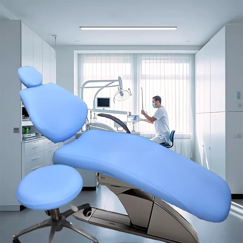 牙科牙椅椅套盛田套四件套防水防护套椅罩保护套免洗座皮革料 天蓝色