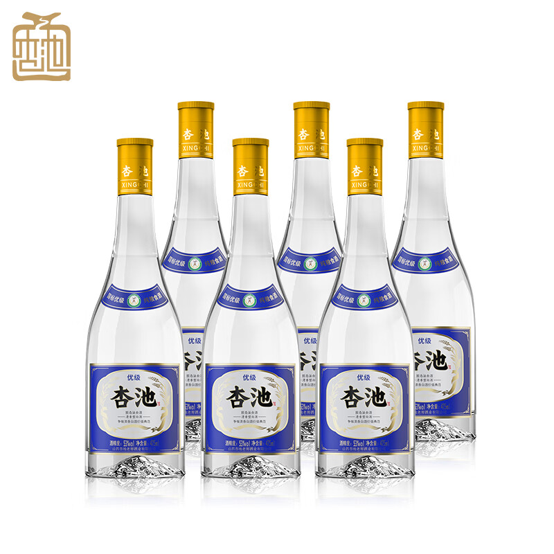 杏池白酒清香型优级53度475ml整箱装高度白酒纯粮酿造白酒 53度 475mL 6瓶 整箱更划算