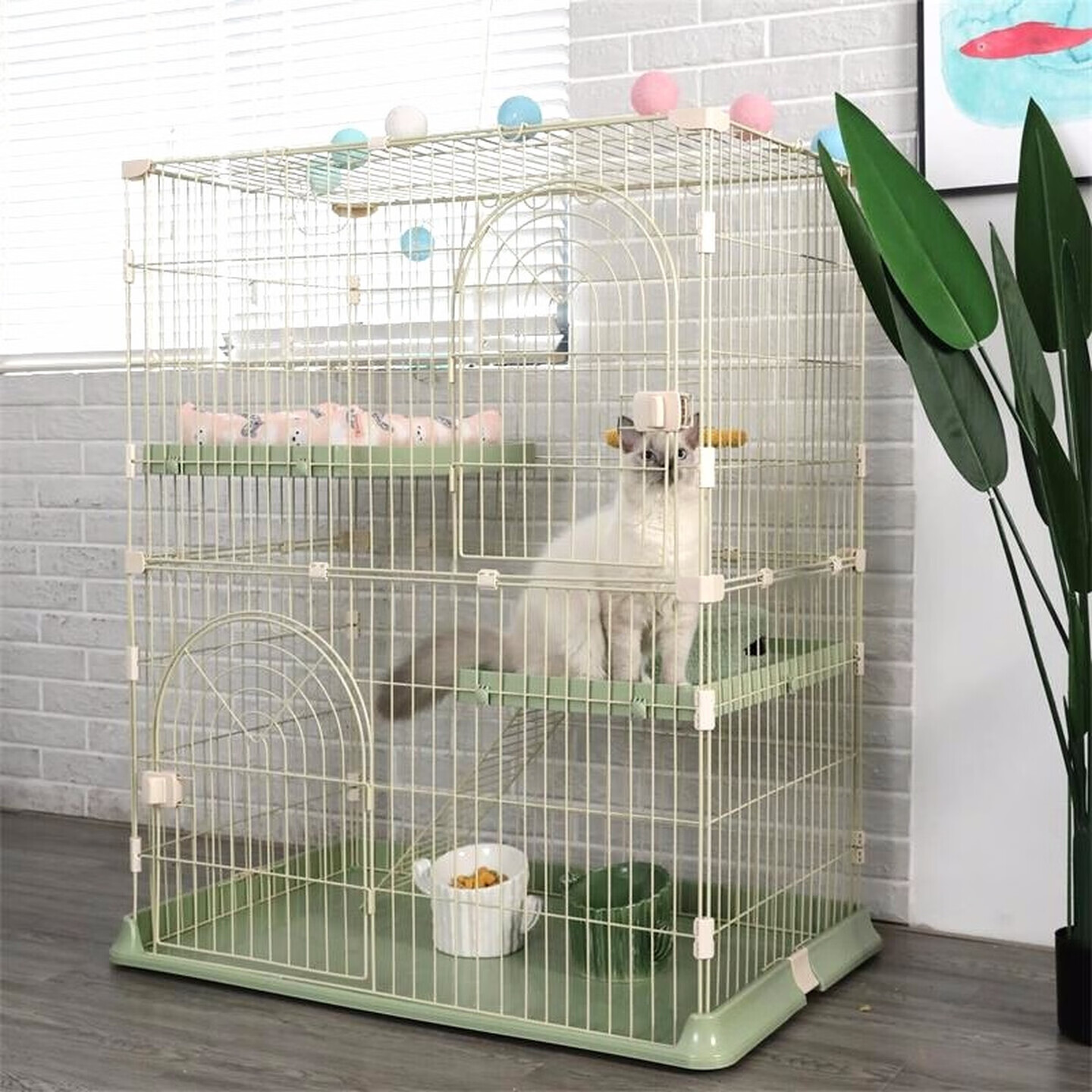 华元宠具（hoopet）猫别墅猫咪笼子二层S号宠物窝猫舍超大空间带厕所一体屋【商仓】