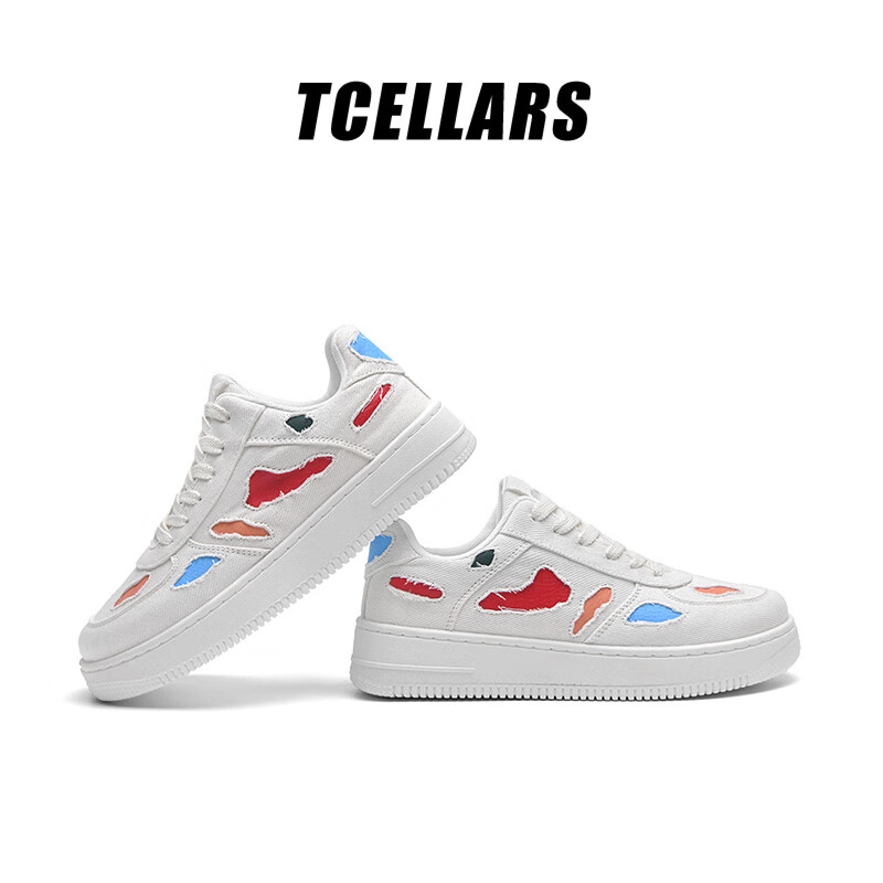 Tcellars男鞋板鞋男2026春季新款潮鞋低帮厚底小白鞋百搭运动休闲鞋子男 影风白 39