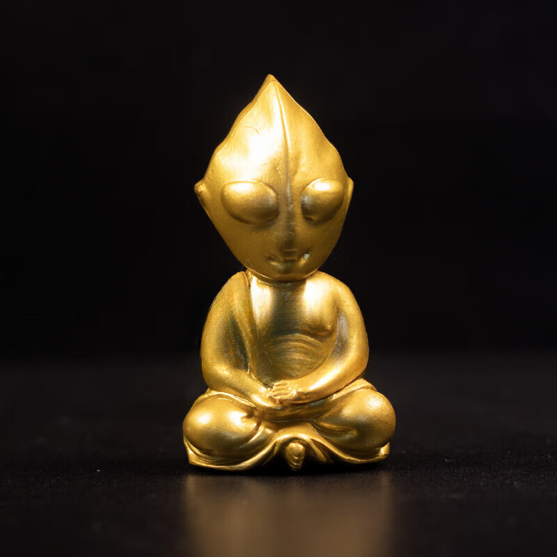 奥特曼佛像 奥特曼打坐恶搞摆件迪迦学生礼物佛像银河怪兽男童的 金色