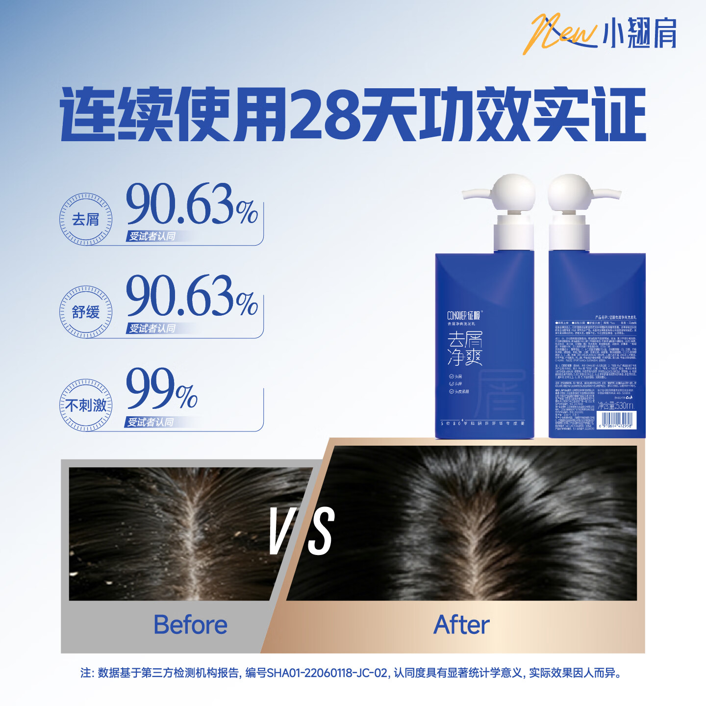 征服（ConQUER）去屑洗发水控油青蒿洗发露学生男女通用洗发膏不含二硫化硒 小翘肩去屑止痒洗发水 530ml
