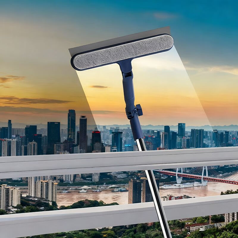 汉世刘家（hanshiiujia）擦玻璃神器家用2025新款高层洗窗户外家政双面清洁刮水器保洁专用 万向擦：蓝色1.52米/三节杆（共2海绵头） 内外可擦/刮擦两用+自带刷铲