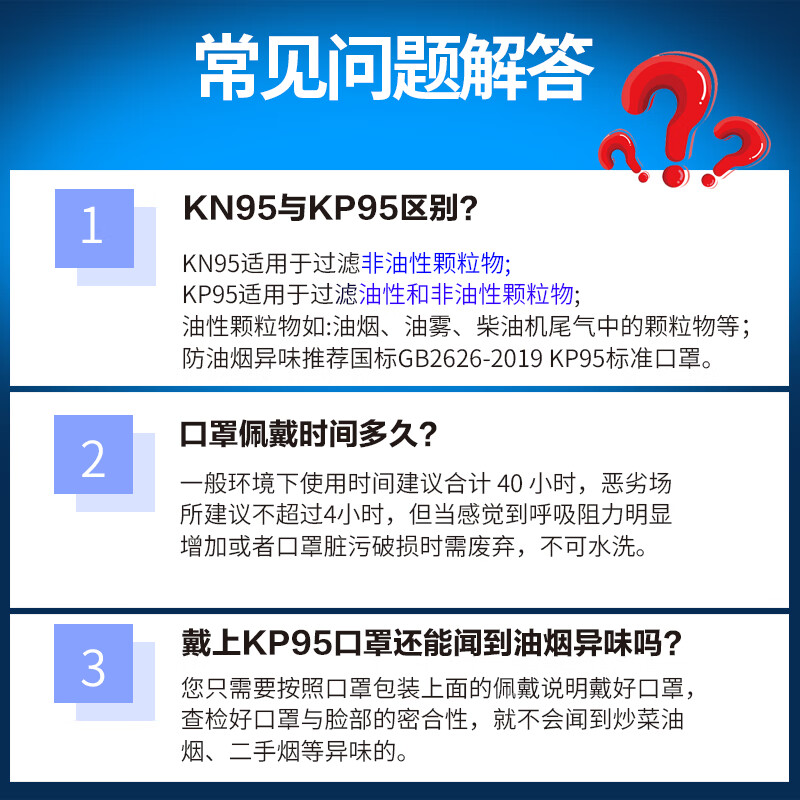 南核 6层过滤活性炭防油烟二手烟口罩国标KP95级 1008头戴式[50个]