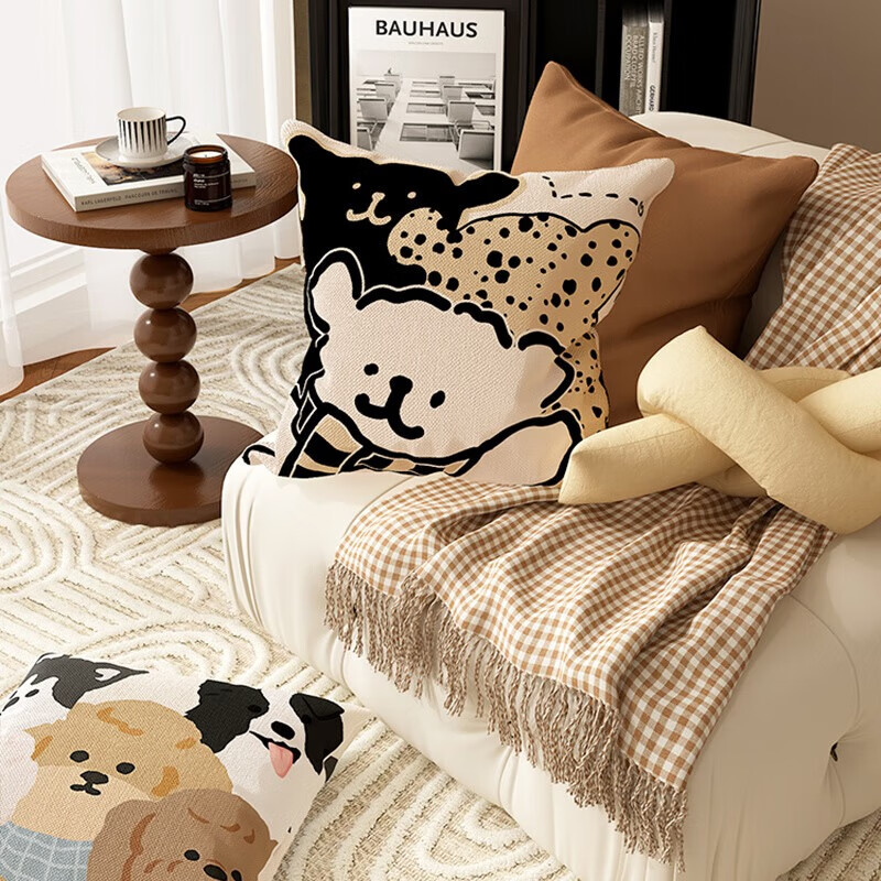 AILUKI日本沙发抱枕客厅卧室床头靠枕汽车办公室午休枕头可拆洗抱枕套 N快乐修勾B 40cm*40cm 含枕芯