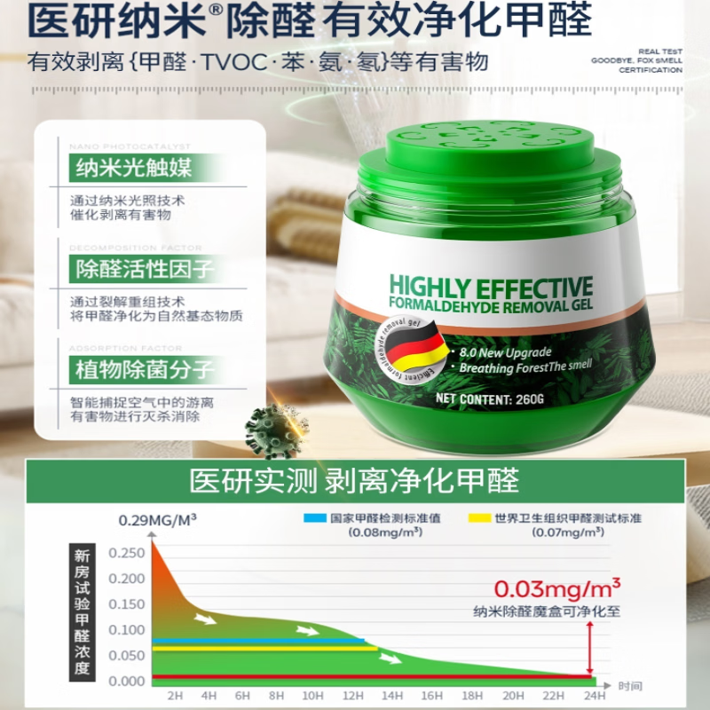 DEATKN德国吸甲醛神器新房急入住清除剂室内强力除甲醛果冻家用去甲醛 一瓶丨暴力吸甲醛覆盖30㎡ 德国精品