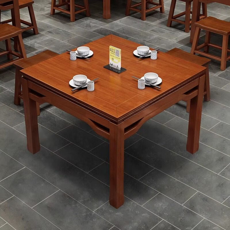 欣慕雅八仙桌实木正方形新中式餐桌饭桌家用餐厅桌椅农村传统岩板方桌子 98cm方桌单桌